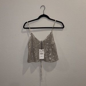 ZARA NWT Sparkly Crop Top